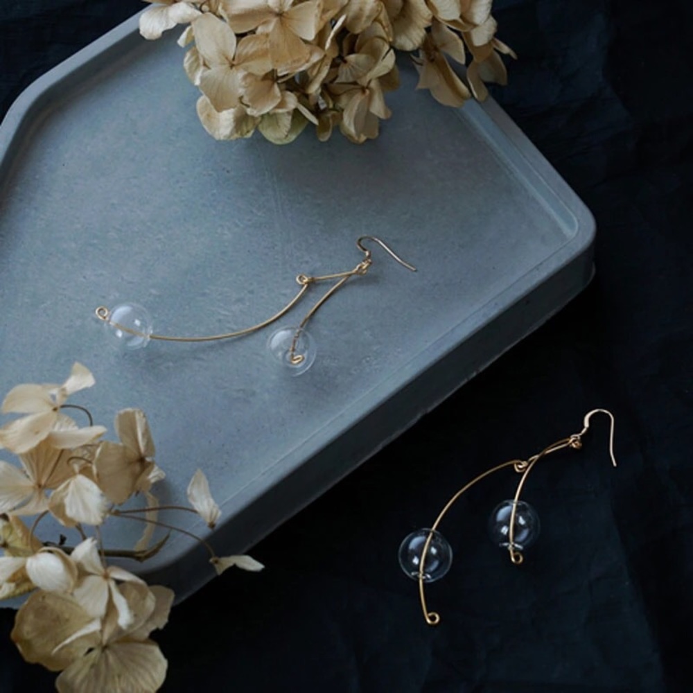 Abstract Golden Glass Earrings